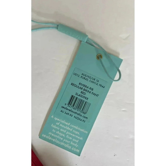 Sea Level Australia Ribbed Bikini Bottoms Red Swimsuit Women's 12 - Picture 6 of 7